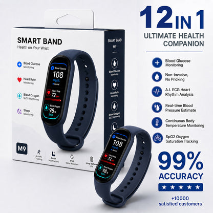 🔥80% OFF Launch Offer 🏆 2026 Pryxo™ M9 Non-Invasive Smart Band 📈12 health reports - No-Prick