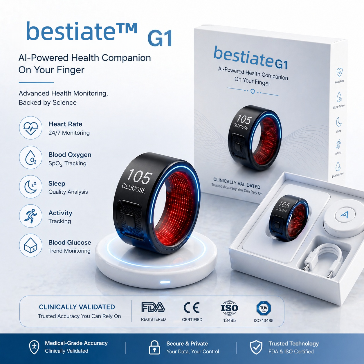 🎉 70% OFF Launch Offer🔥bestiate™ G1 Non-Invasive Smart Ring